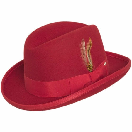 Men's Red Godfather Hat 100% Felt Homburg