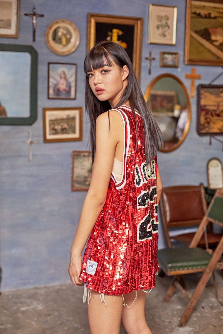 sequin bulls jersey dress