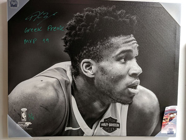 Giannis Antetokounmpo Autographed Milwaukee Bucks 20x24 Canvas