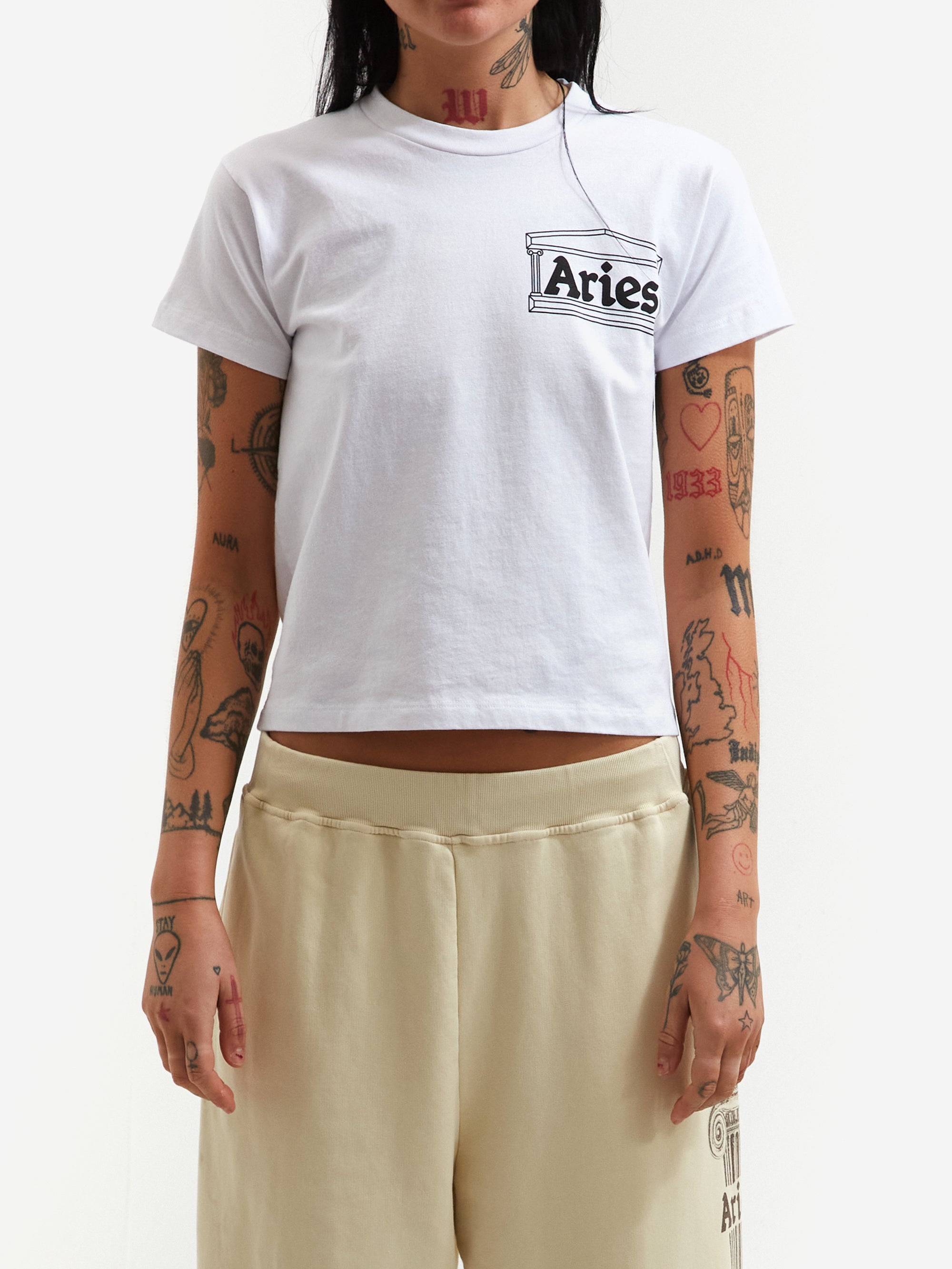 Aries Aries Temple Short Sleeve T-Shirt W  (Baby Fit) - White