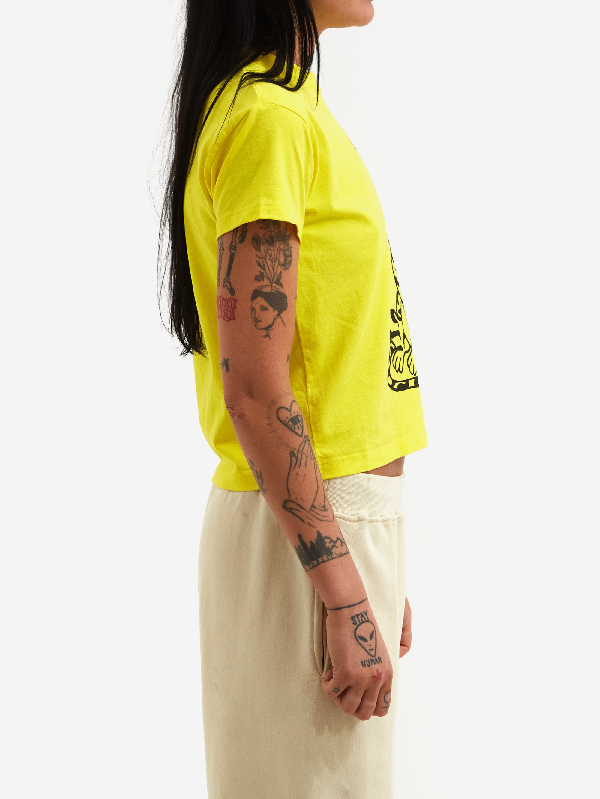 Aries Smoking Tiger Short Sleeve Tee  (Baby Fit) - Yellow