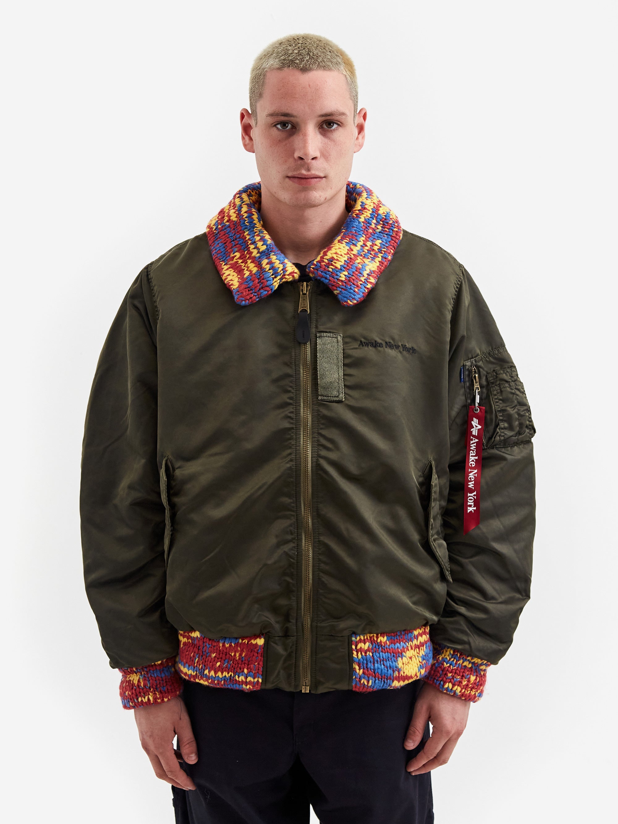 Awake NY MA-1 Knit Trimmed Washed Bomber Jacket - Olive – Goodhood