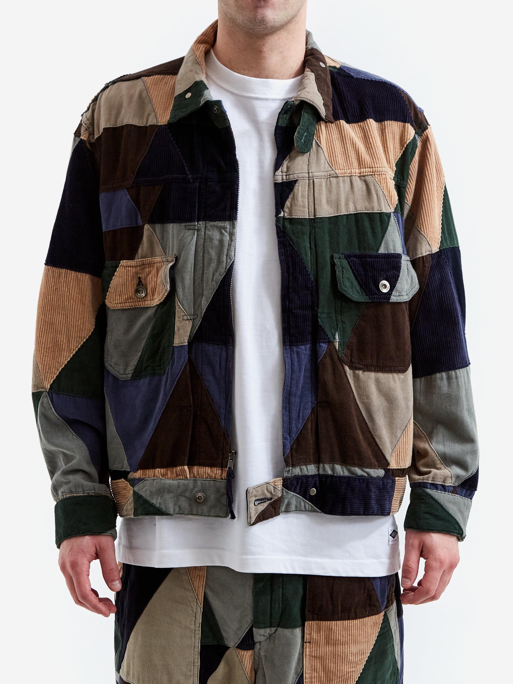 Engineered Garments Trucker Jacket - Multi Colour Triangle Patchwork