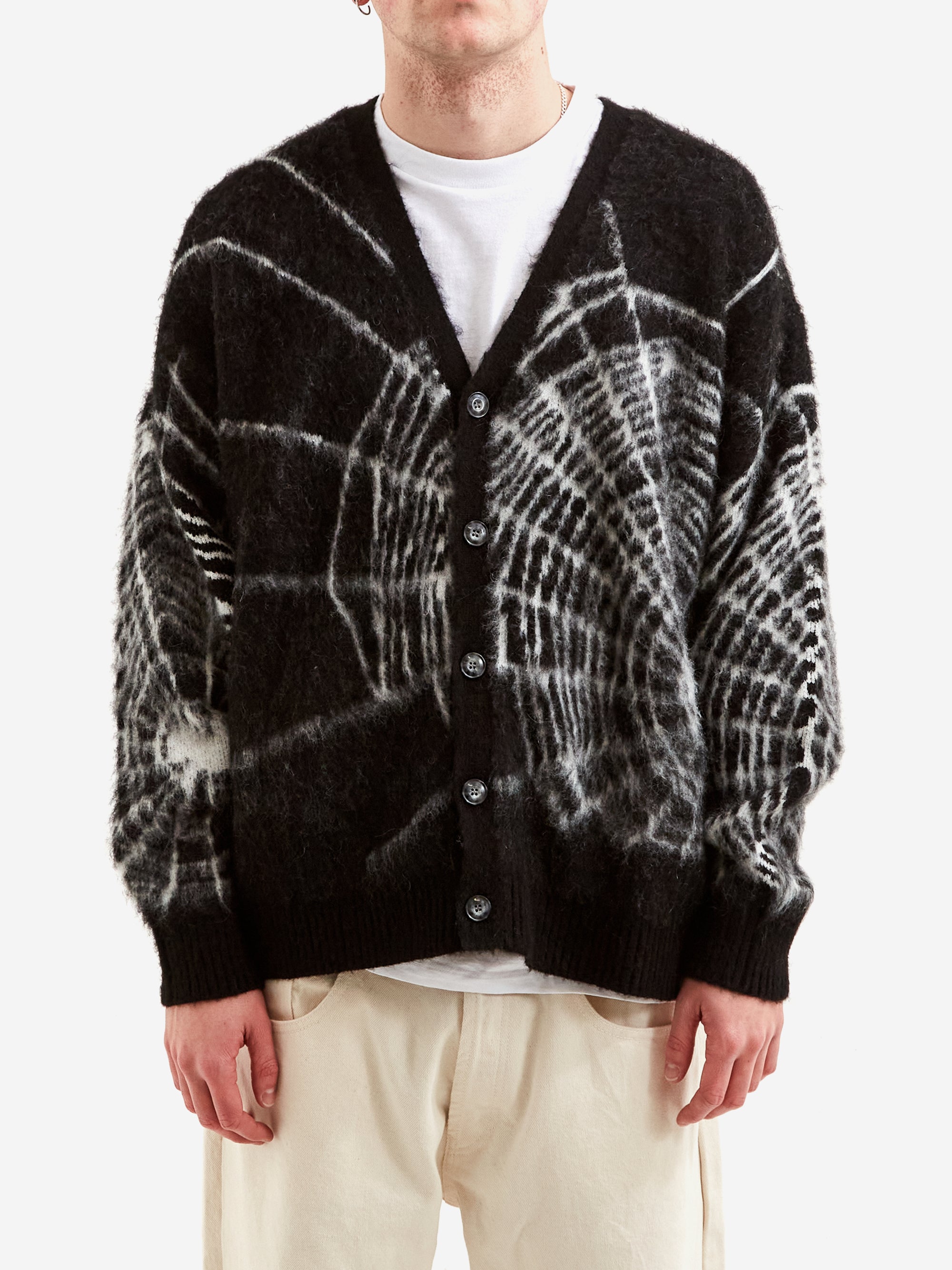 Flagstuff Spider Web Mohair Cardigan - Black