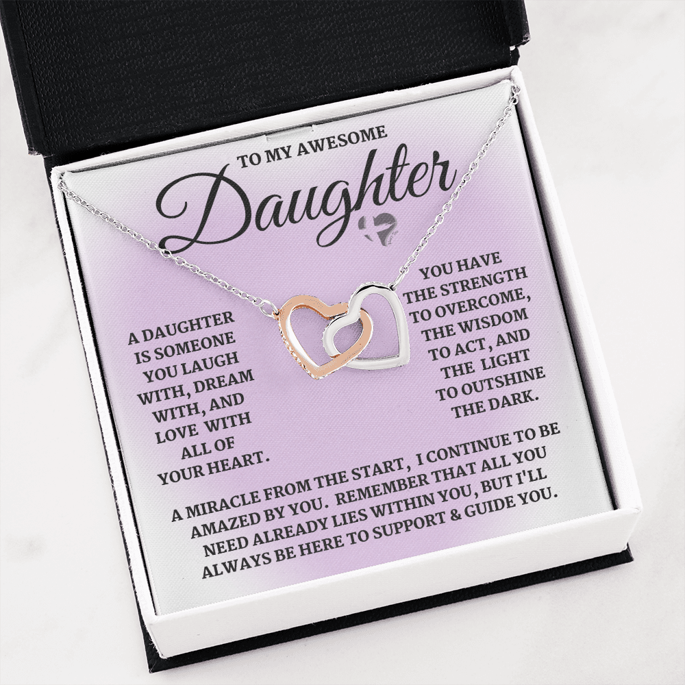 Daughter - Laugh, Dream, Love - Interlocking Hearts S&G HGF#124IHb2 Jewelry 
