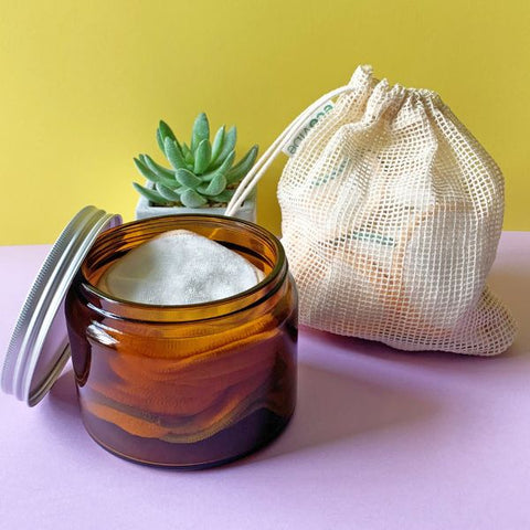 Reusable make up pads and storage jar