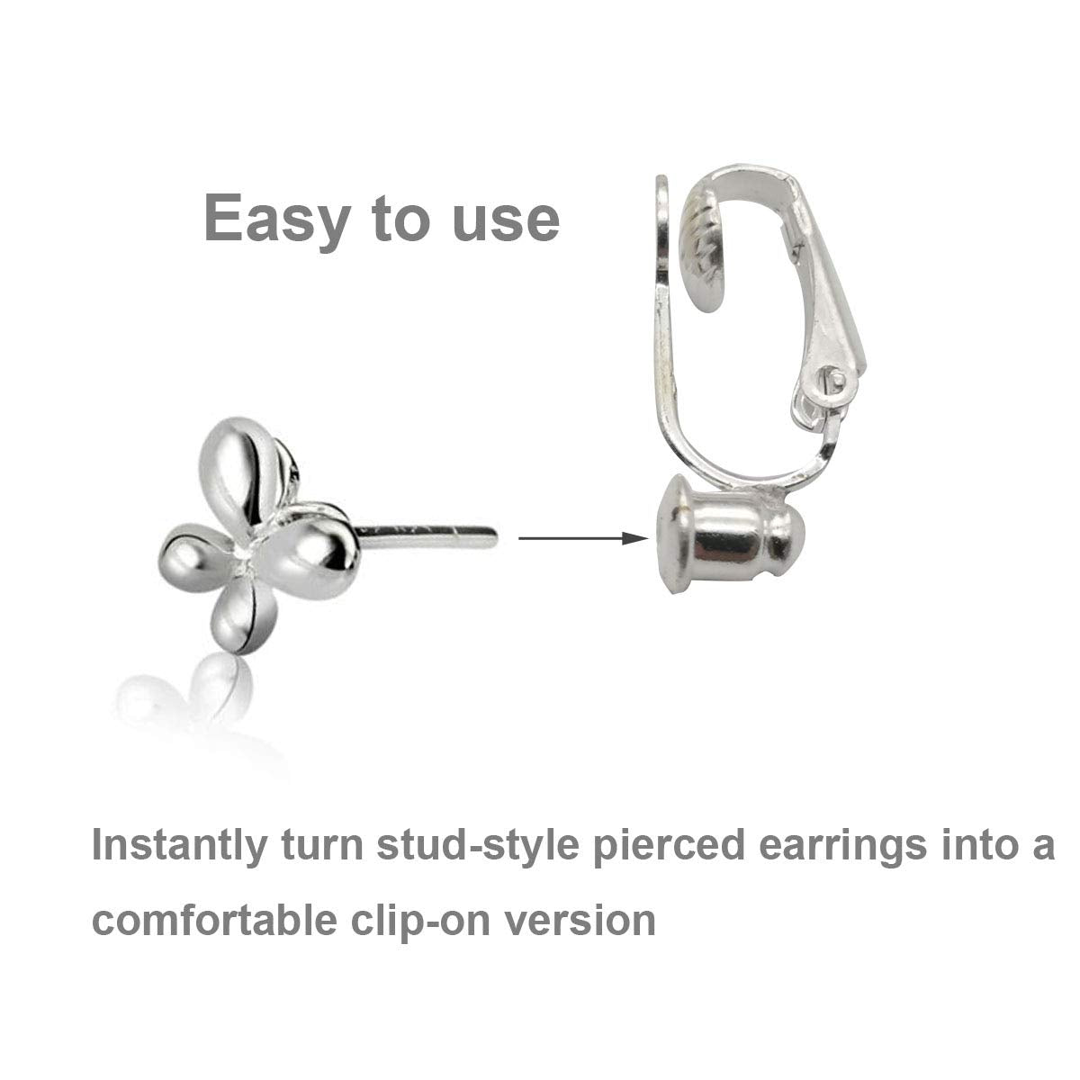 Clip on Earrings Converter Components with Post for Non-Pierced Ears ...