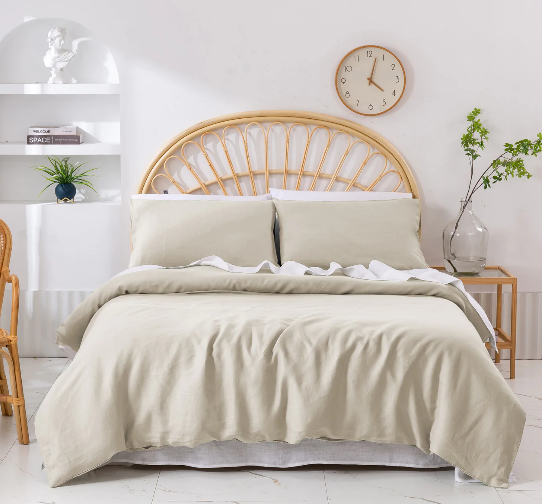 White Flax Linen Quilt Cover Set  Bed Linen Sets Online – Bed Threads