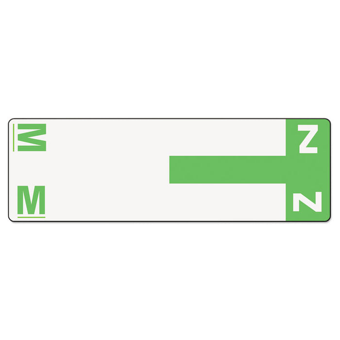 AlphaZ Color-Coded First Letter Combo Alpha Labels, M/Z, 1.16 x 3.63, Light Green/White, 5/Sheet, 20 Sheets/Pack