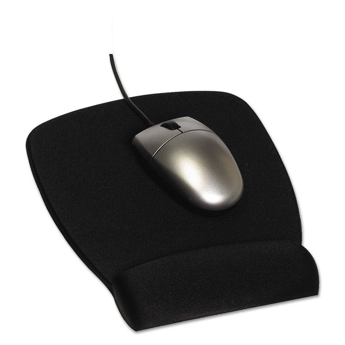 Antimicrobial Foam Mouse Pad with Wrist Rest, 8.62 x 6.75, Black