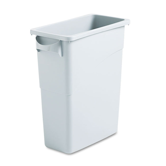 Slim Jim Waste Container with Handles, Rectangular, Plastic, 15.9 gal, Light Gray