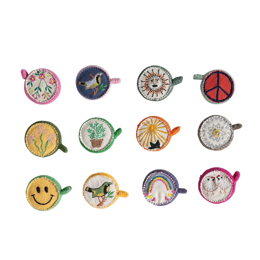 Creative Co-Op- Plastic & Embroidered Wool Felt Tape Measure