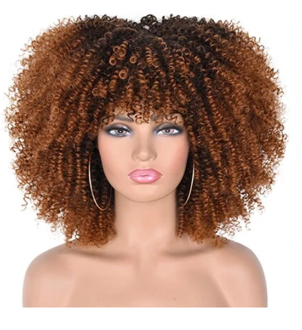 TOP 4 – Peruca de Cabelo Humano Afro Curta - Lace Front Wig cor T1B/30.