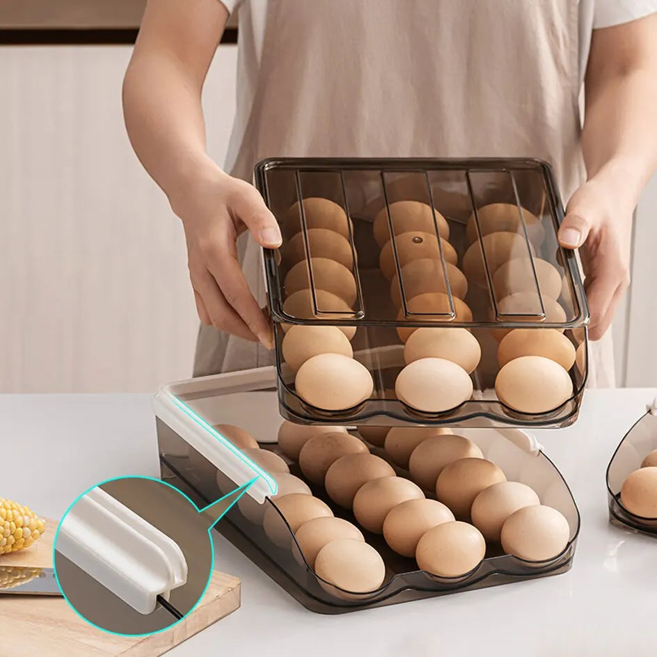 Mantenha seus ovos frescos com o Organizador de Ovos 3 Camadas - a solução perfeita para organização na cozinha
