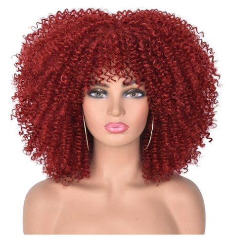 TOP 2 – Peruca de Cabelo Humano Afro Curta - Lace Front Wig cor vinho