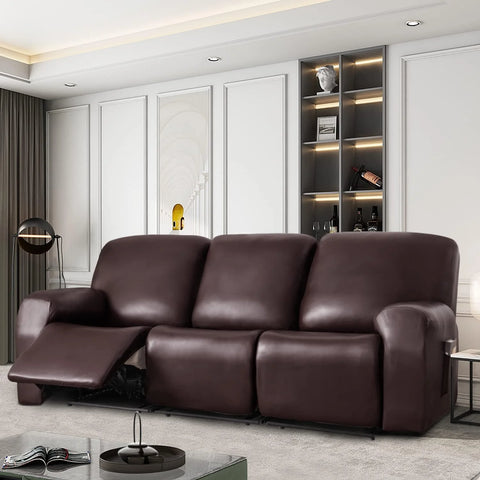 Capa de sofá reclinável de couro impermeável, design dividido, bolsos laterais. Proteção total para móveis. Faça seu pedido agora