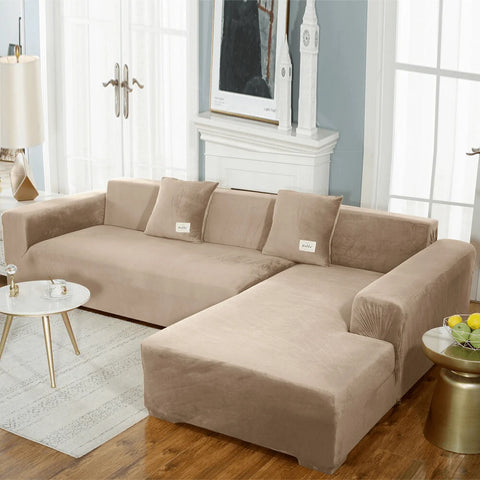 Capa de Sofá Veludo Elástica - Transforme seu sofá com elegância e conforto. Tecido aveludado de alta qualidade. Adaptação perfeita para diferentes tamanhos.