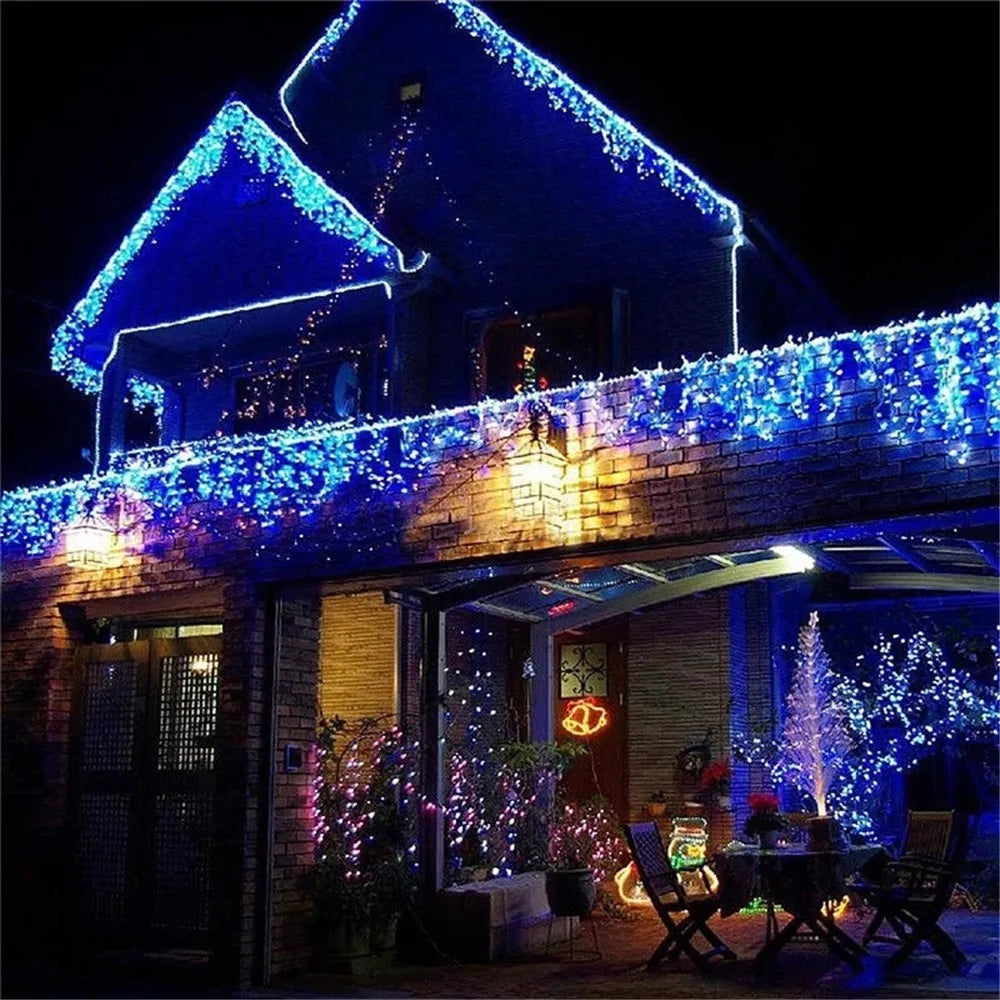 Cascata de Natal com 400 LEDs Azuis e Brancos - Eficiência e Durabilidade
