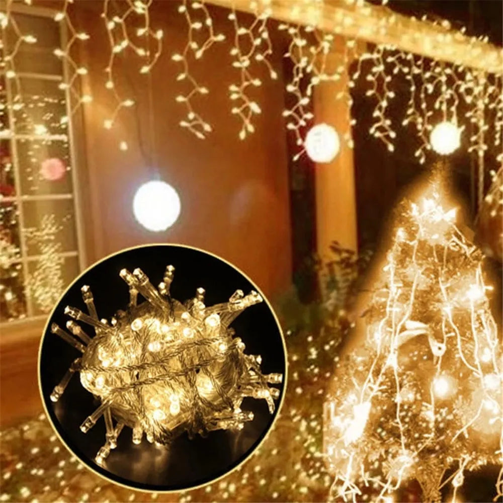 Cascata de Natal com 400 LEDs Azuis e Brancos - Eficiência e Durabilidade