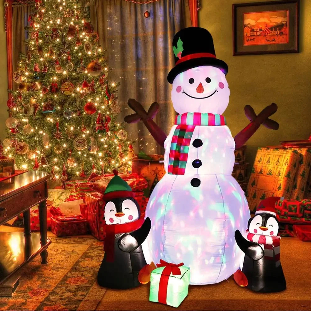 Decoração Natalina - Boneco de Neve Gigante, Poliéster Premium, LEDs Brilhantes, Ventilador Silencioso. Transforme seu ambiente neste Natal