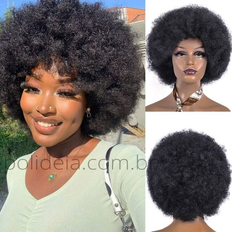 compre Peruca Afro Encaracolada - Estilo e Conforto dos Anos 70 para Mulheres Negras. Polideia