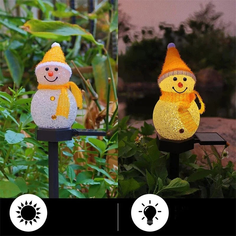 Luz Solar Boneco de Neve - Decore com encanto natalino, energia solar, durabilidade e design único para o seu jardim.