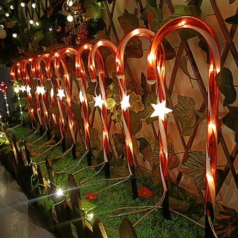 Luzes de Cana de Doces Natalinas Solares: Iluminação festiva, 8 modos, energia solar, duráveis.