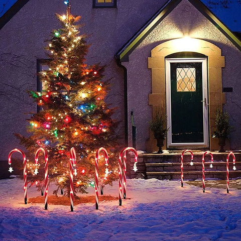 Luzes de Cana de Doces Natalinas Solares: Iluminação festiva, 8 modos, energia solar, duráveis.