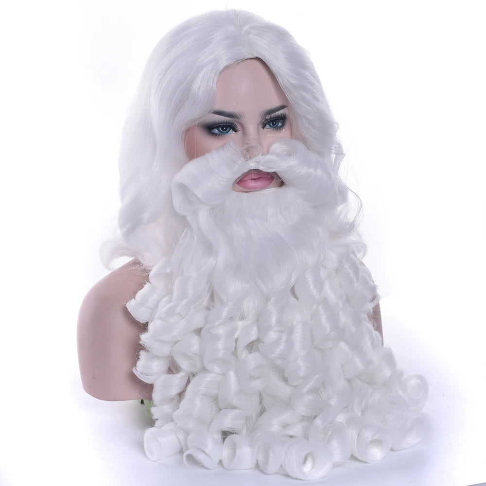 Imagem da Peruca Mamãe Noel com Barba - Ideal para se transformar em Papai Noel com alta qualidade e conforto