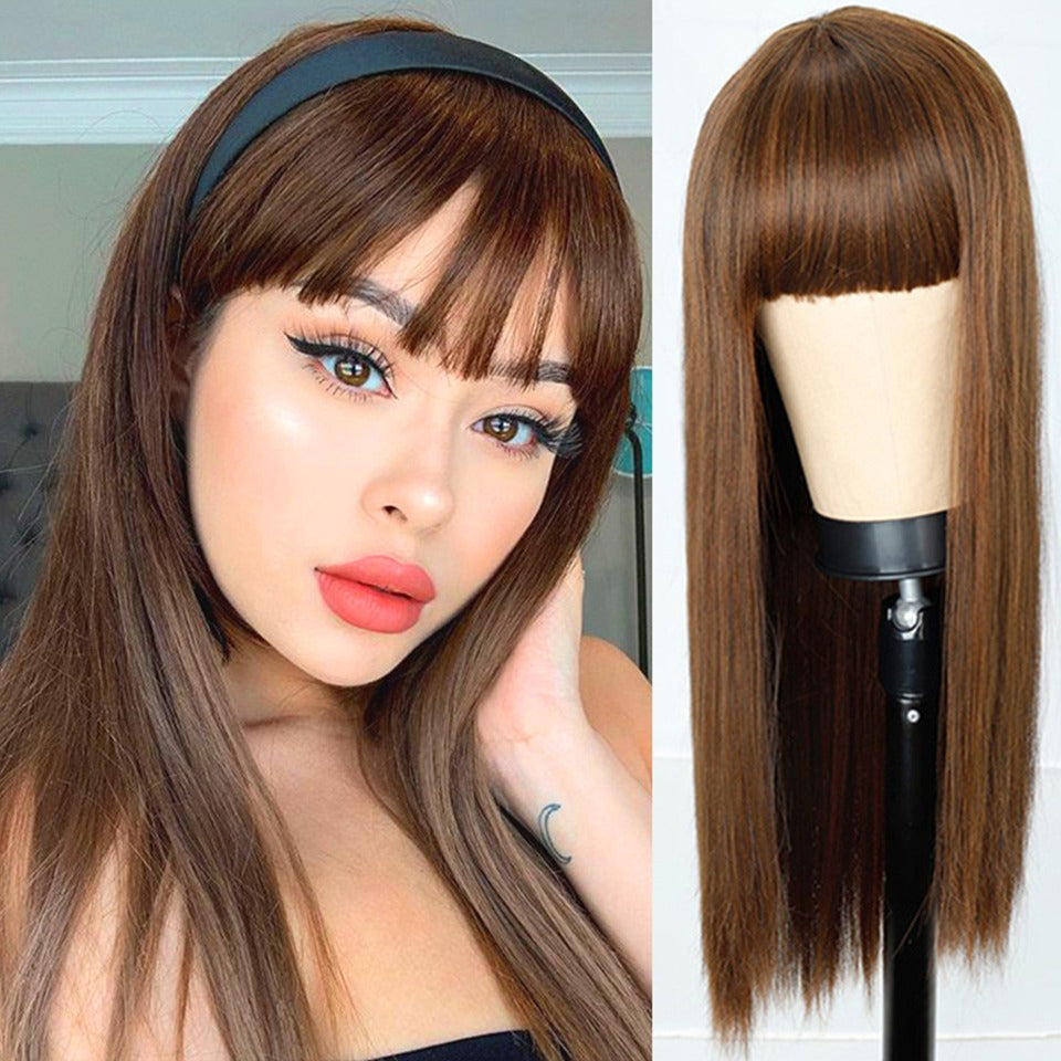 Lace Wig Cabelo Médio Liso com Franja