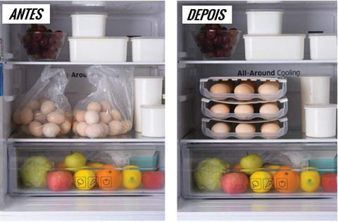 Organizador de Ovos para Geladeira - Maximize a organização e a frescura dos ovos com nosso design inovador