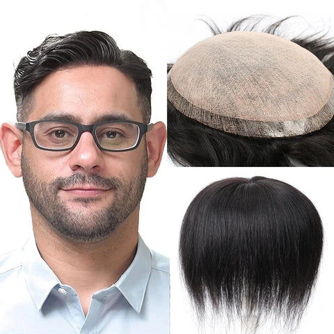 Prótese Capilar Masculina Curto Liso - Recupere sua confiança com cabelo humano real.