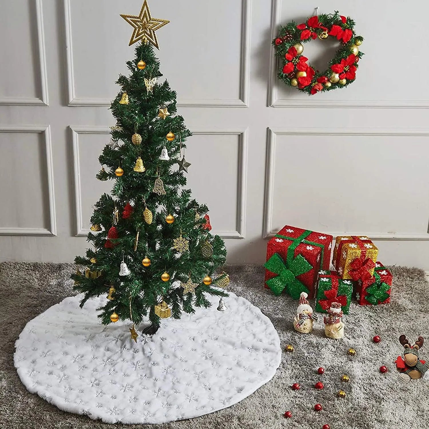 Saia de Árvore de Natal Branca - Toque Macio e Durabilidade para Transformar sua Decoração Natalina