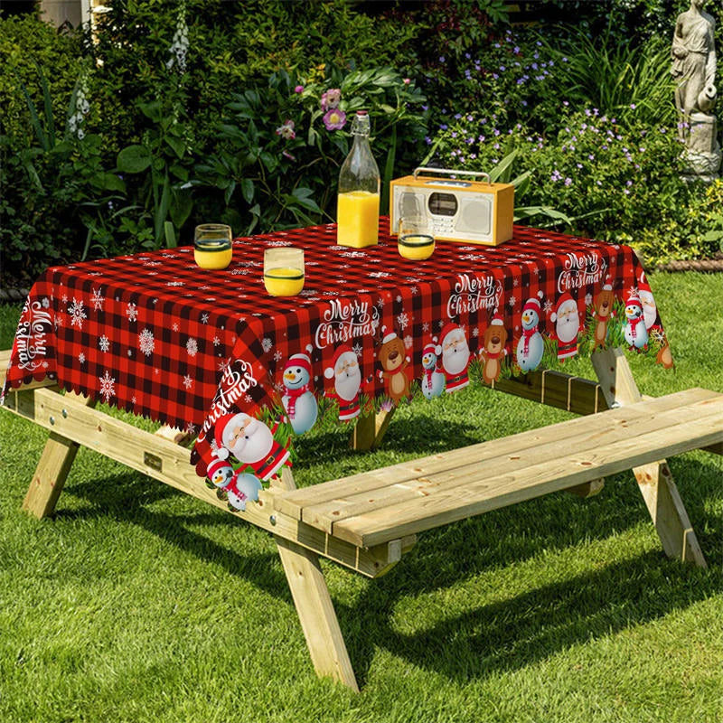 Toalha de Mesa de Natal em poliéster floral, cores "Feliz Natal", perfeita para uma decoração encantadora em casa, festas e eventos especiais