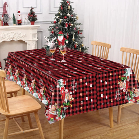 Toalha de Mesa de Natal em poliéster floral, cores "Feliz Natal", perfeita para uma decoração encantadora em casa, festas e eventos especiais