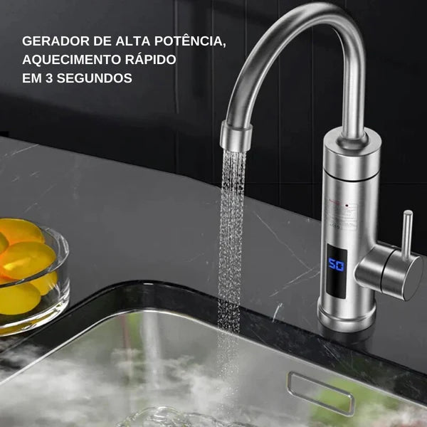 Torneira Elétrica Para Cozinha 3000W: água quente instantânea Torneira Elétrica Para Cozinha 3000W.  Controle de temperatura e fácil instalação.