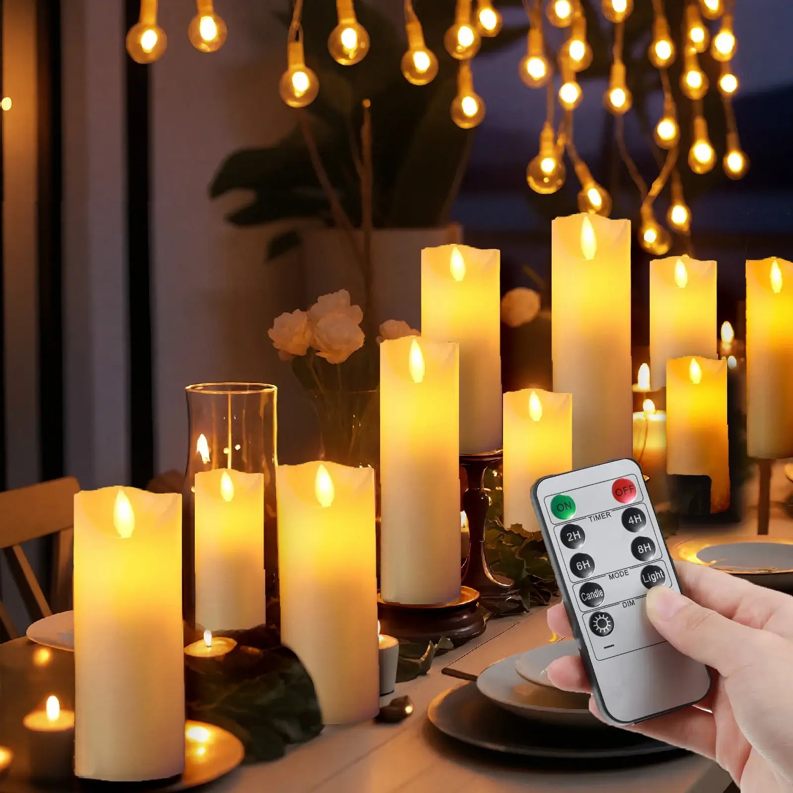 Comprar Vela Eletrônica LED Grande, segura e ecológica, ideal para decorações de casamento e festas, com luz cintilante realista e longa duração. Anellimn