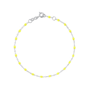 Gigi Clozeau - Bracelet jaune fluo Classique Gigi, or blanc, 17 cm