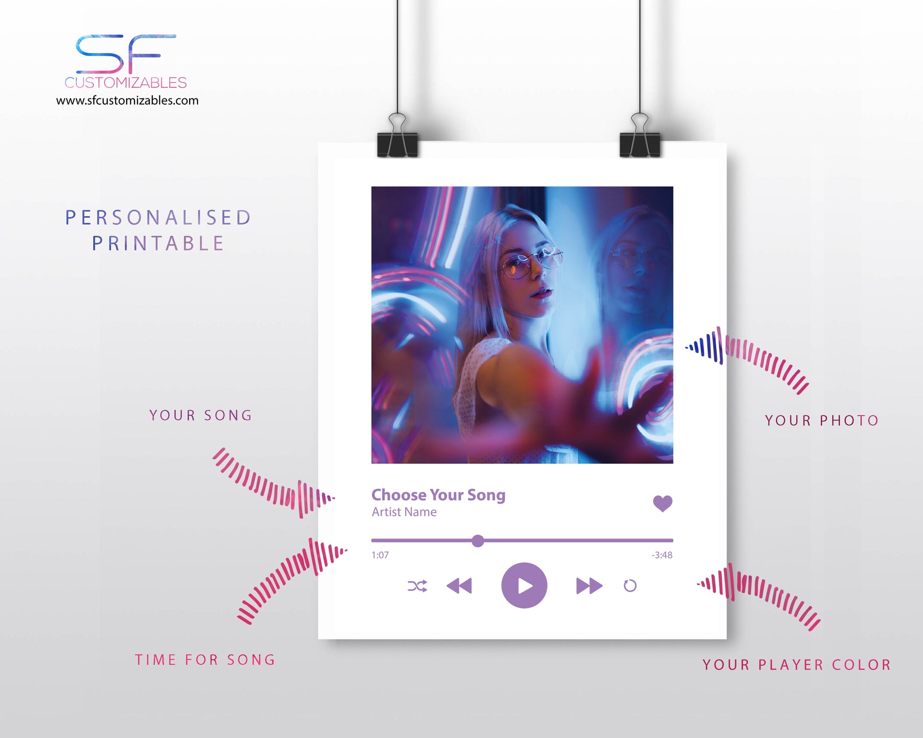 Spotify Personalized Album Cover Music Player Print Wall Art – SF