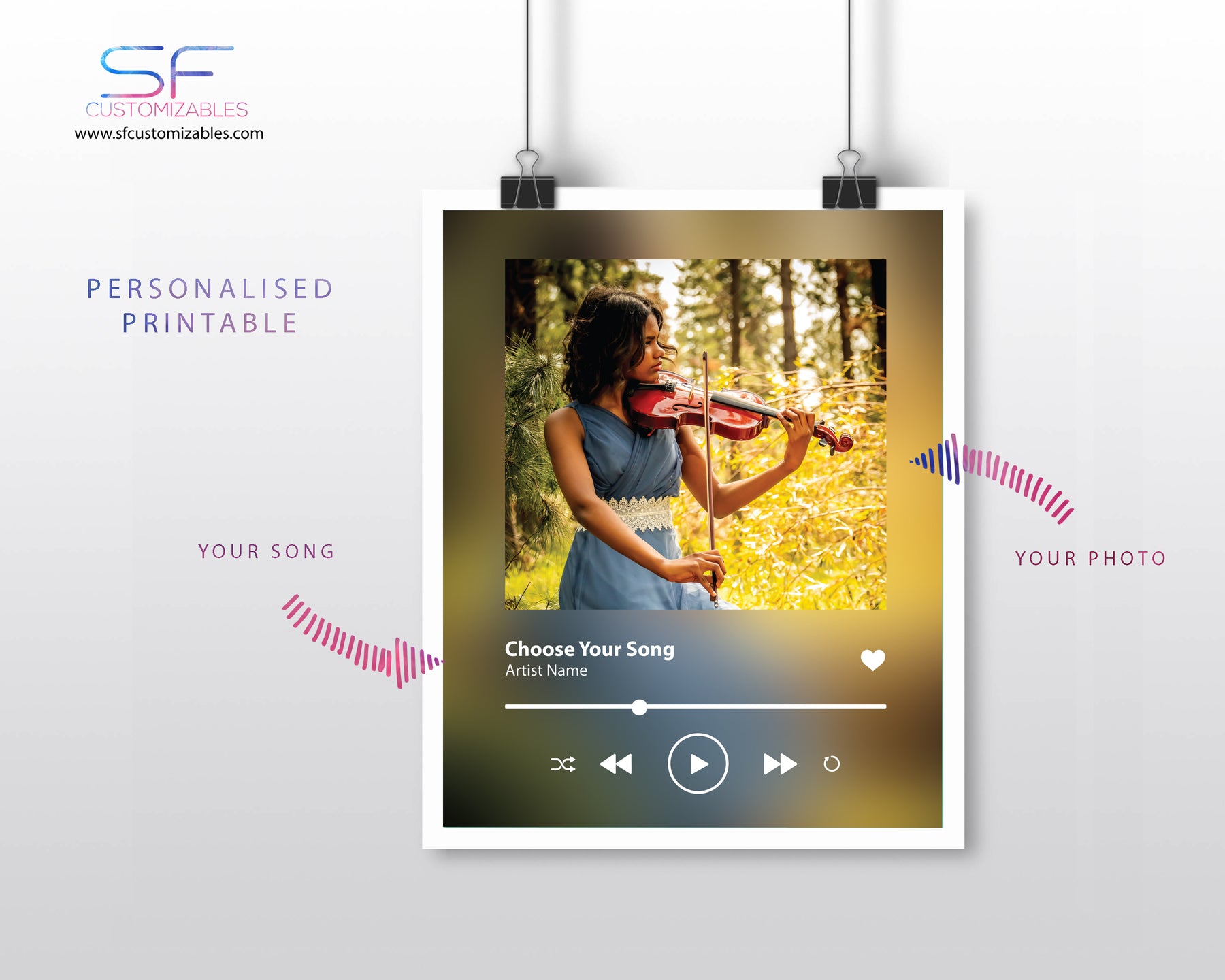 Personalized Spotify Album Poster Cover Song List Music Player Print W – SF  Customizables