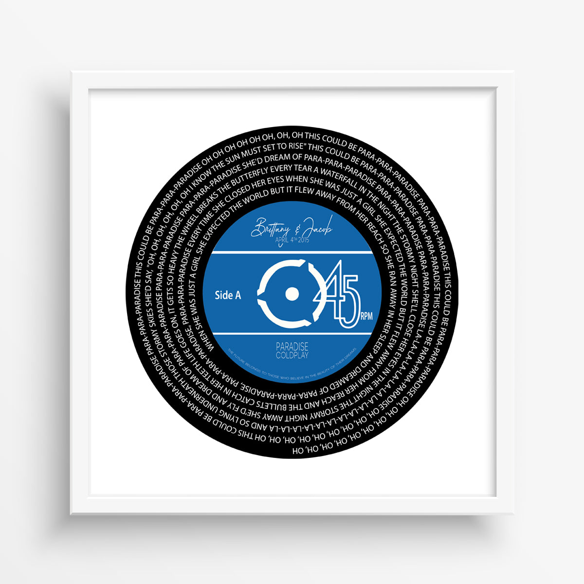 Personalised Song Lyrics Vinyl Record Wall Art LP Print