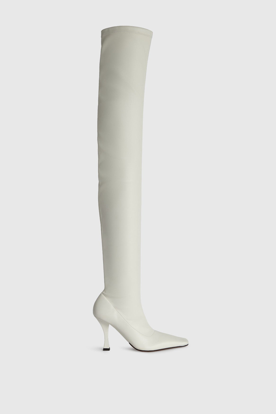 white leather thigh high boots