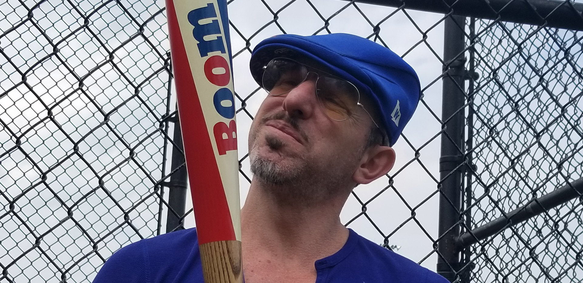 Artist Matthew Lee Rosen and his boom stick baseball bat
