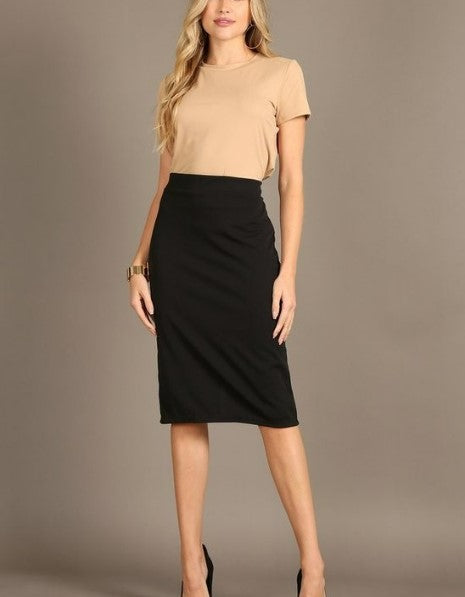 Coated pencil skirt