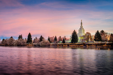 Idaho Falls Temple - From the Falls by Scott Jarvie