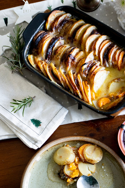 Vegan root vegetable gratin - creamy potato goodness!