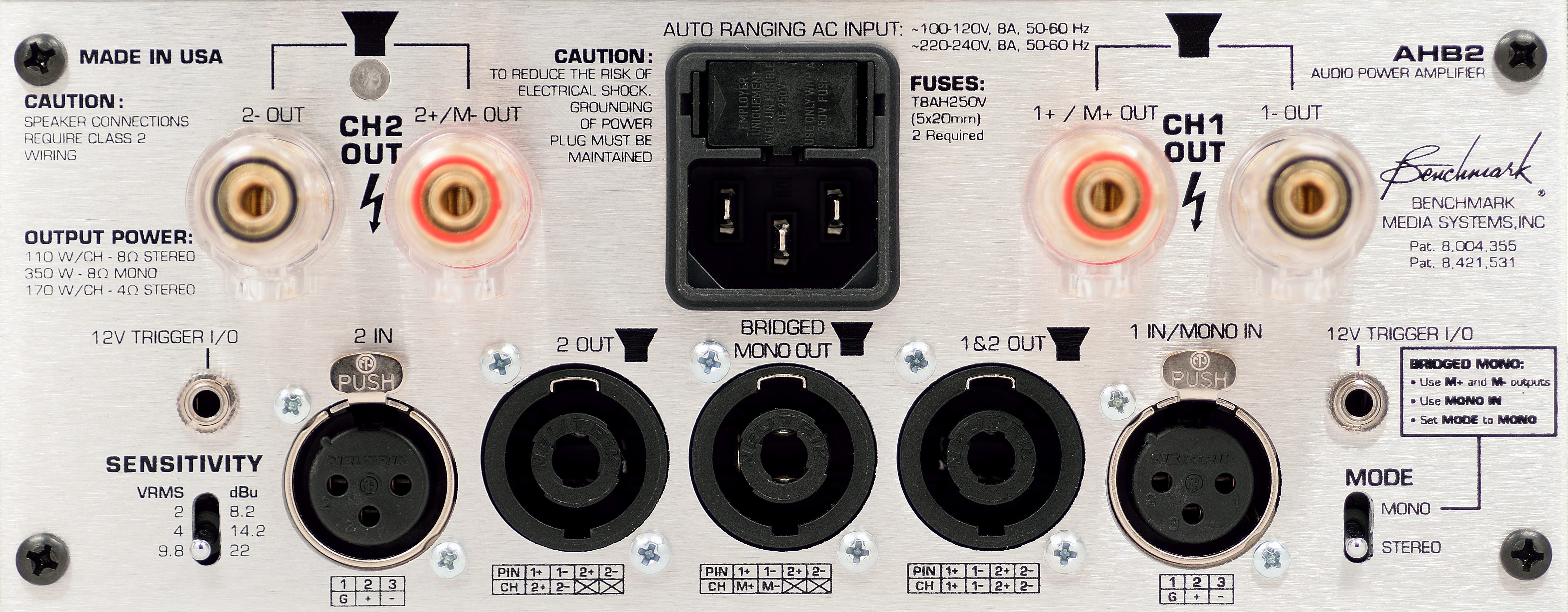 Benchmark AHB2 Rear Panel