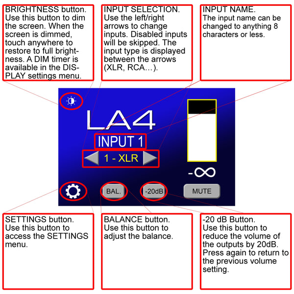 Benchmark LA4 home screen guide