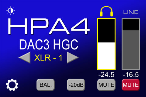 HPA4 menu screen