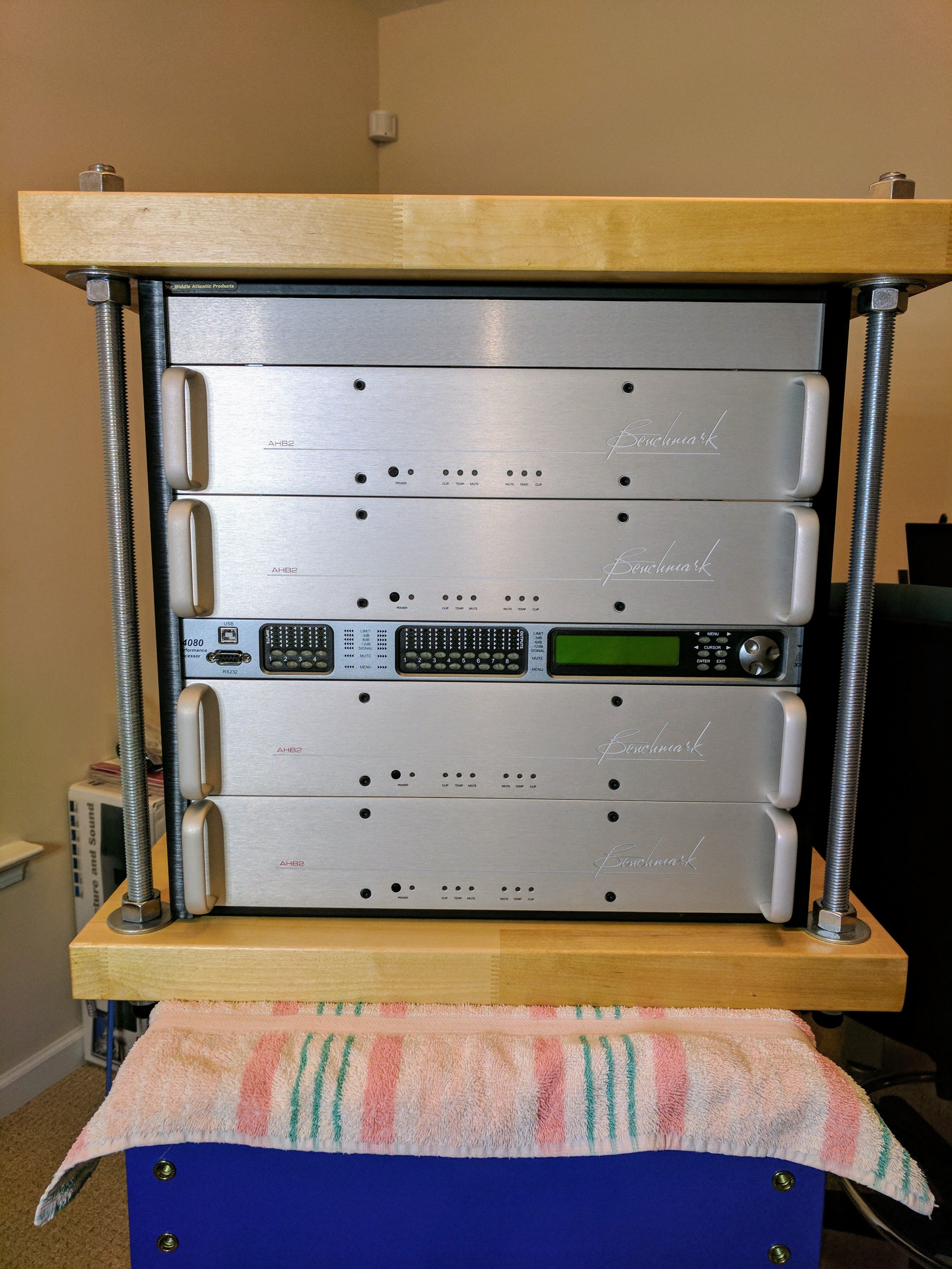 Home Theater Equipment Rack with 4 AHB2 Amplifiers